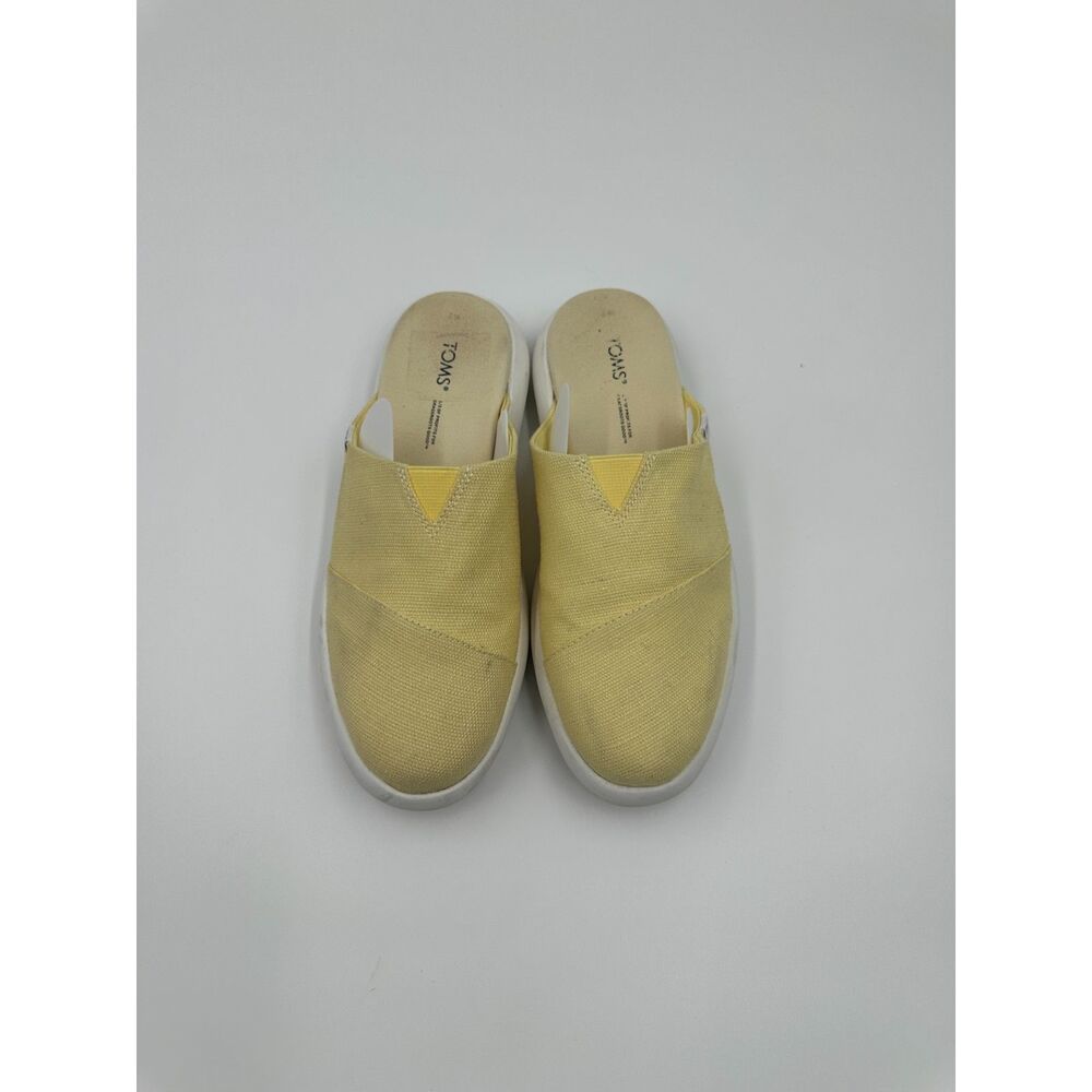 TOMS Mules Women's Alpargata Mallow Mules  SZ 7 Canvas Top White Sole EUC